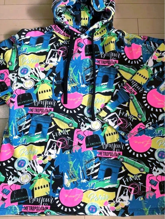 BALENCIAGA Multicolor Colorful Hoodie XS #QY9FY0