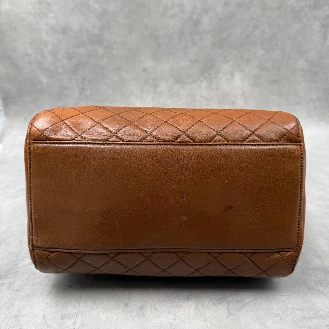 PRADA Triangle Logo Quilted Leather Chain Handbag Brown #QYC8LP