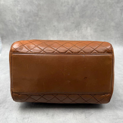 PRADA Triangle Logo Quilted Leather Chain Handbag Brown #QYC8LP