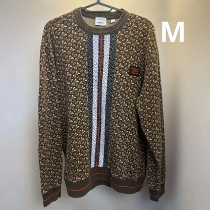 BURBERRY Geometric Crew Neck Sweater, Size M #QY91C2