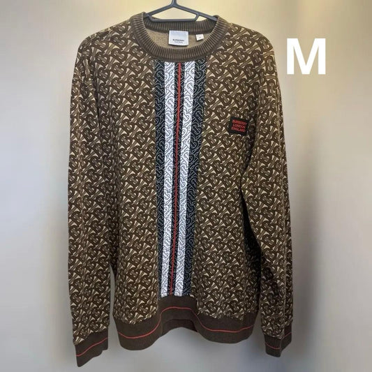 BURBERRY Geometric Crew Neck Sweater, Size M #QY91C2