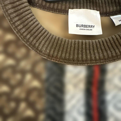 BURBERRY Geometric Crew Neck Sweater, Size M #QY91C2