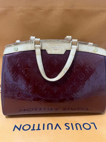 LOUIS VUITTON Bordeaux Patent Leather Embossed Monogram Handbag Mint #QY7J4U
