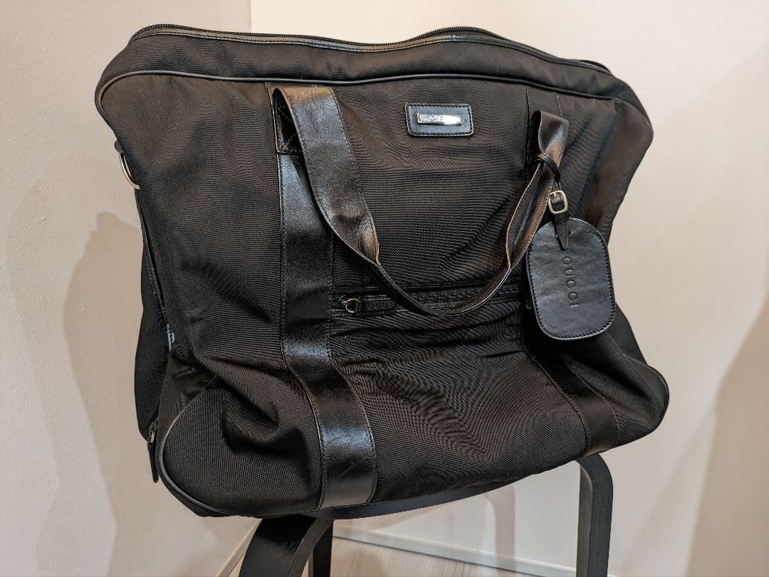 GUCCI nylon and leather Boston bag for men Black #QYD3E2