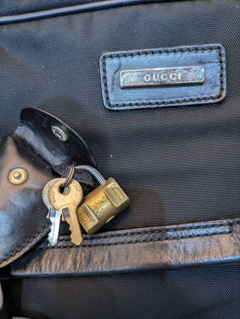 GUCCI nylon and leather Boston bag for men Black #QYD3E2