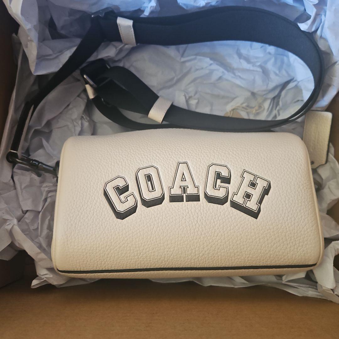 COACH White Leather Double Zip Shoulder Bag #QYAPXG