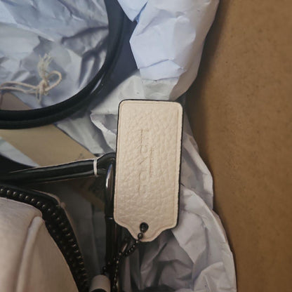 COACH White Leather Double Zip Shoulder Bag #QYAPXG