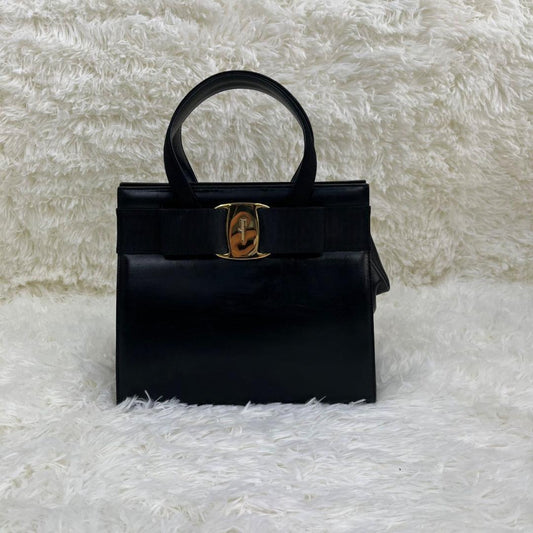 Salvatore Ferragamo handbag, black leather. #QY0VOD