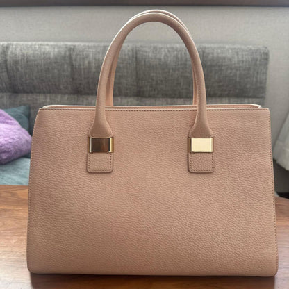 FURLA Pink Beige Leather Tote Bag Gold Hardware #QYJCA5