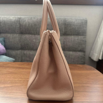 FURLA Pink Beige Leather Tote Bag Gold Hardware #QYJCA5