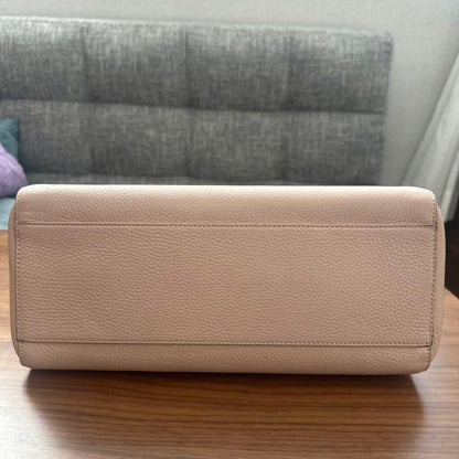 FURLA Pink Beige Leather Tote Bag Gold Hardware #QYJCA5