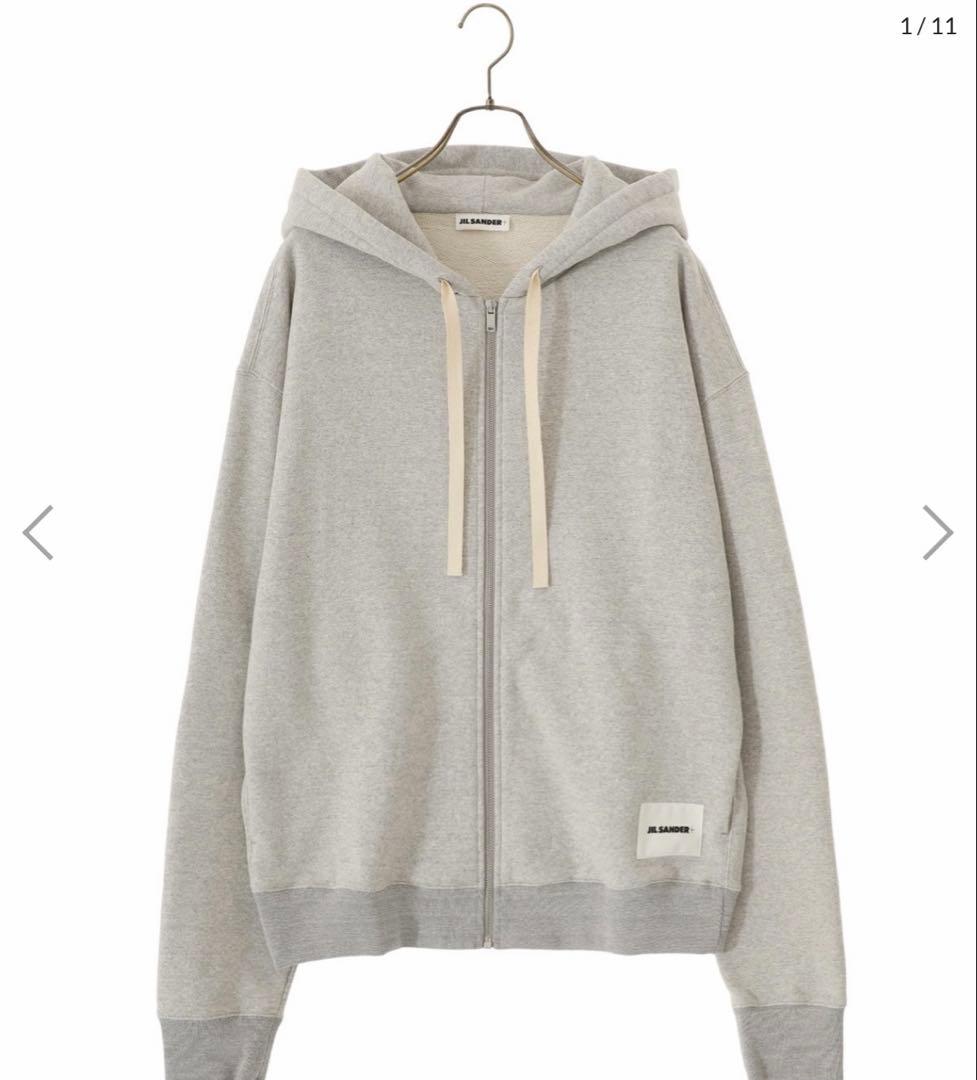 JIL SANDER ZIPPED HOODIE GRAY M #QY3V5W