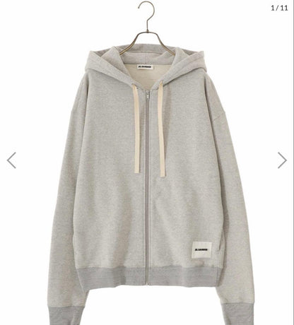 JIL SANDER ZIPPED HOODIE GRAY M #QY3V5W