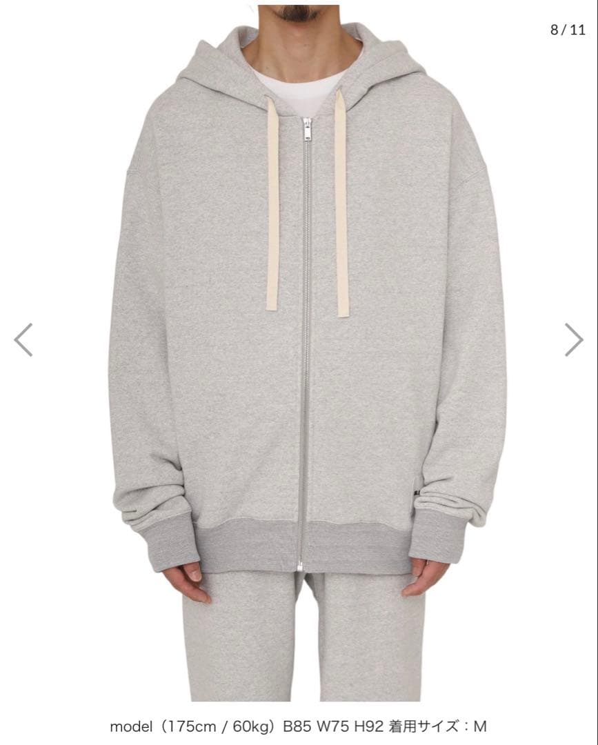 JIL SANDER ZIPPED HOODIE GRAY M #QY3V5W