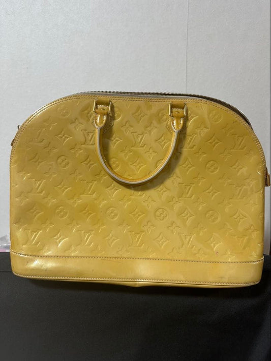 LOUIS VUITTON Monogram Vernis Handbag Zip Closure Double #QY67W5