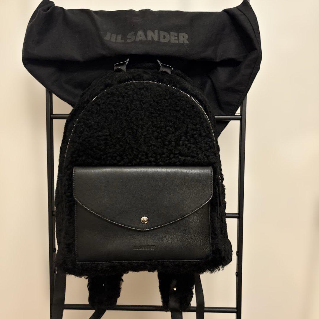 JIL SANDER Mouton Leather Backpack Black Boa #QYAB0W