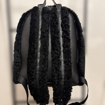 JIL SANDER Mouton Leather Backpack Black Boa #QYAB0W