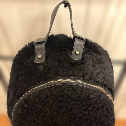JIL SANDER Mouton Leather Backpack Black Boa #QYAB0W