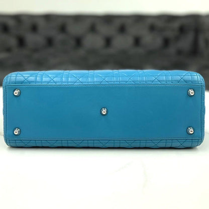 Christian Dior Lady Dior Large Cannage Aqua Blue W32×H25×D12cm Lambskin #QY8E6M
