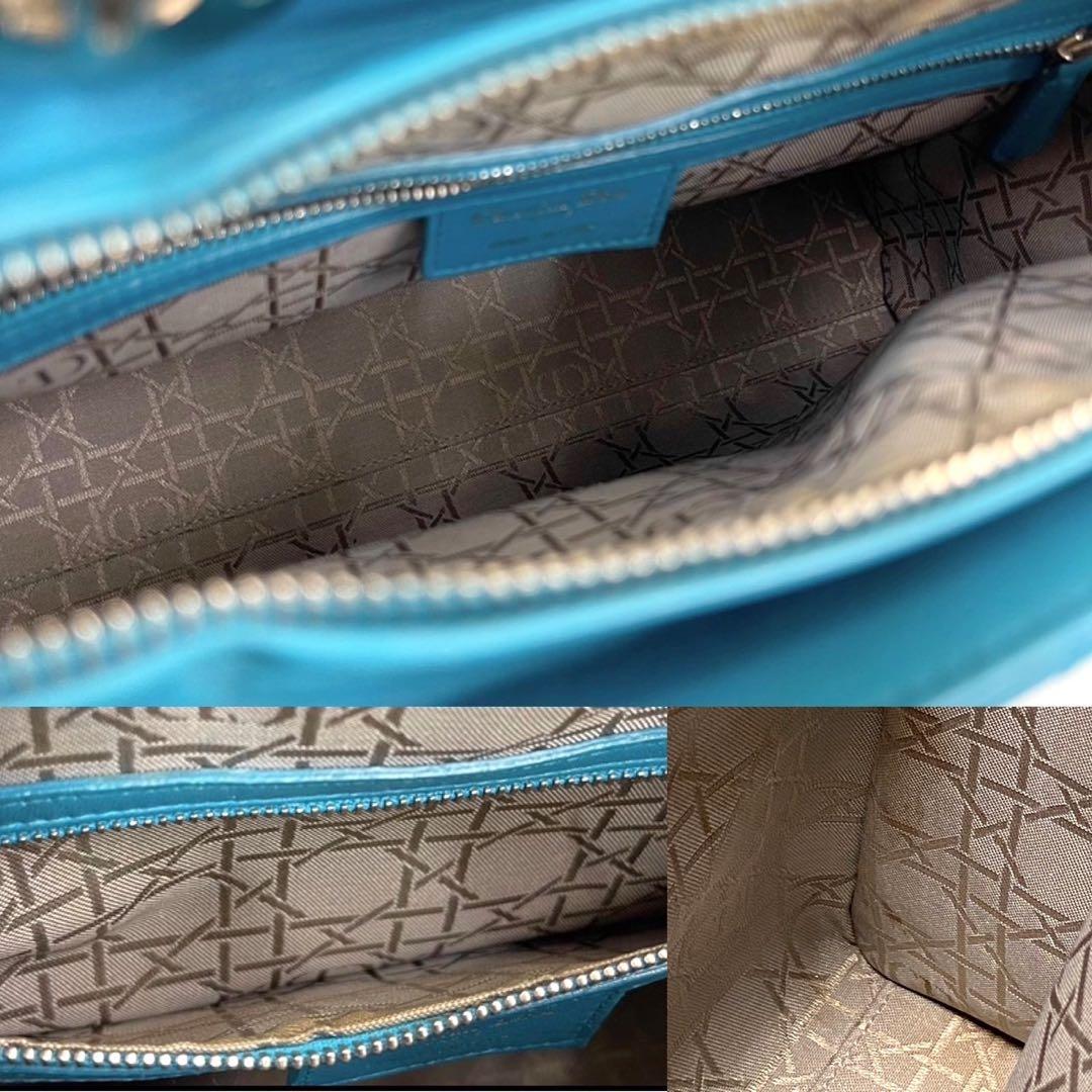 Christian Dior Lady Dior Large Cannage Aqua Blue W32×H25×D12cm Lambskin #QY8E6M