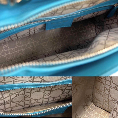 Christian Dior Lady Dior Large Cannage Aqua Blue W32×H25×D12cm Lambskin #QY8E6M