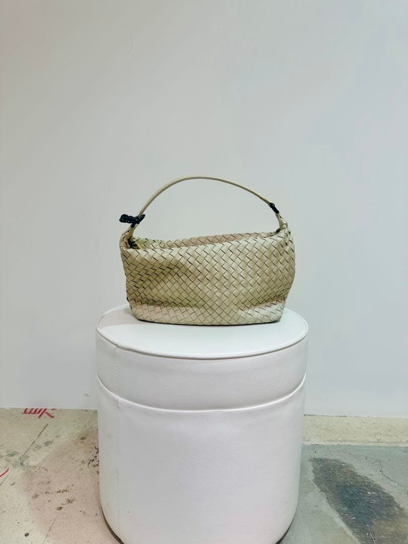 Bottega Veneta Intrecciato Woven Leather Bag Ivory #QYJ4IY