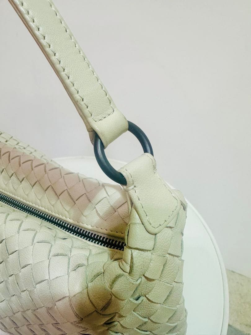 Bottega Veneta Intrecciato Woven Leather Bag Ivory #QYJ4IY