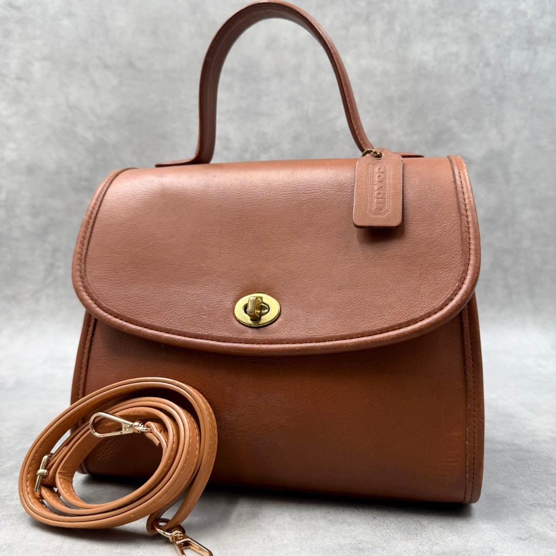 Vintage COACH 9977 Manor Bag 2-Way Handbag Brown Leather USA #QYEDFQ