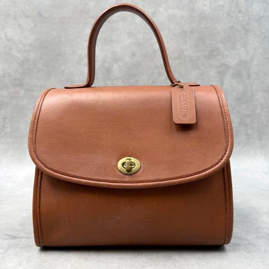 Vintage COACH 9977 Manor Bag 2-Way Handbag Brown Leather USA #QYEDFQ