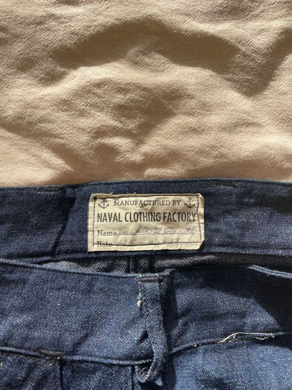 Special 1940s US Navy denim trousers, USNR specifications, size W32 #QY7J1Y
