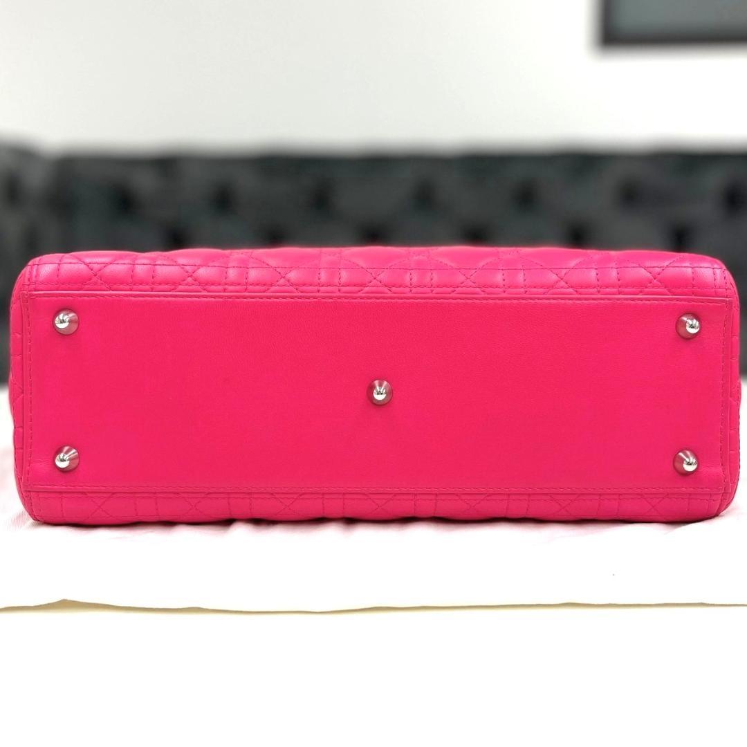 Christian Dior Lady Dior Large Hot Pink (Shocking Pink) W32×H24.5×D12cm #QY6OG9