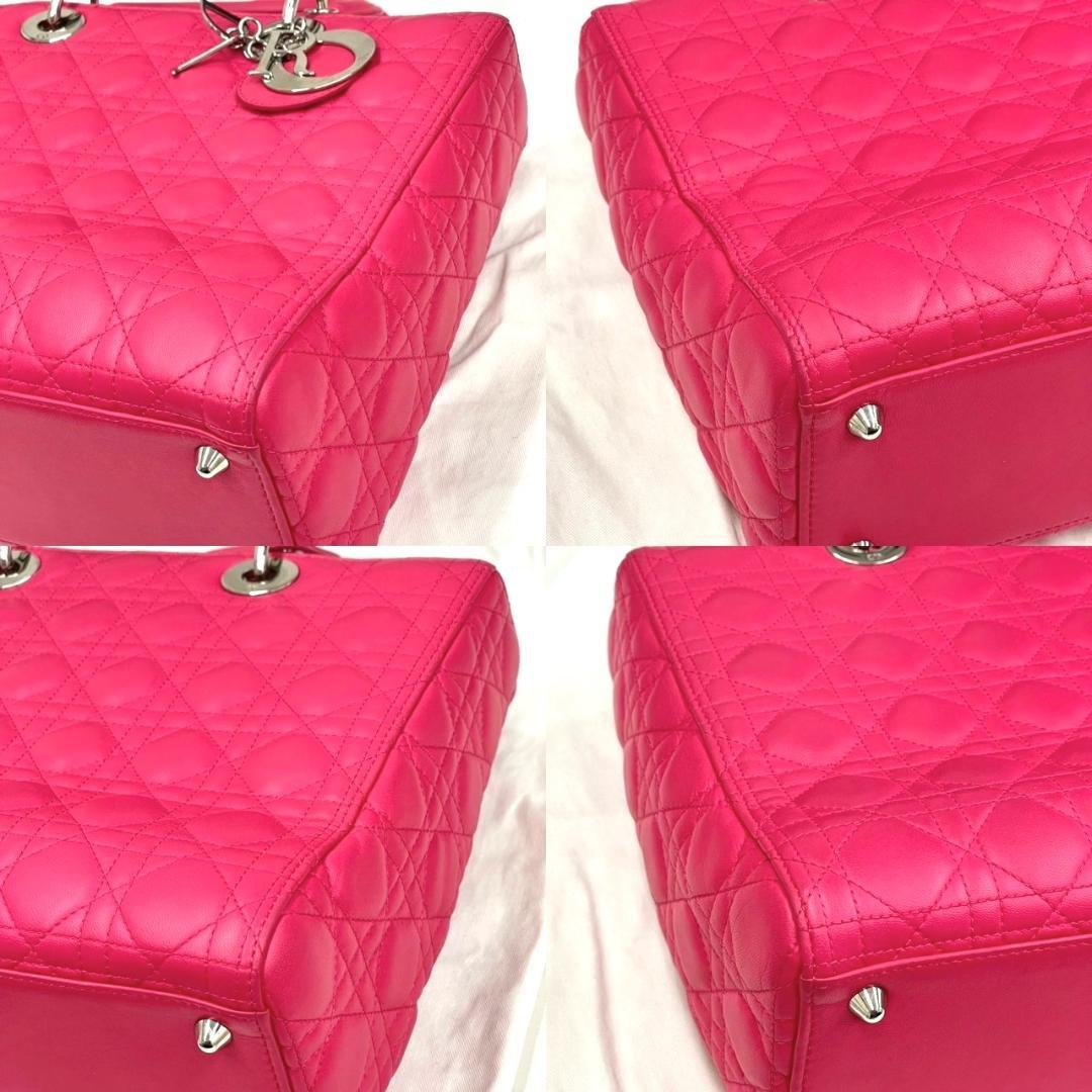 Christian Dior Lady Dior Large Hot Pink (Shocking Pink) W32×H24.5×D12cm #QY6OG9