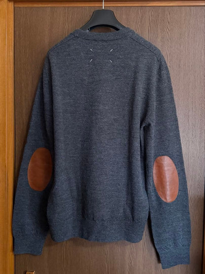 Maison Margiela elbow patch knit in grey and camel #QY01K5