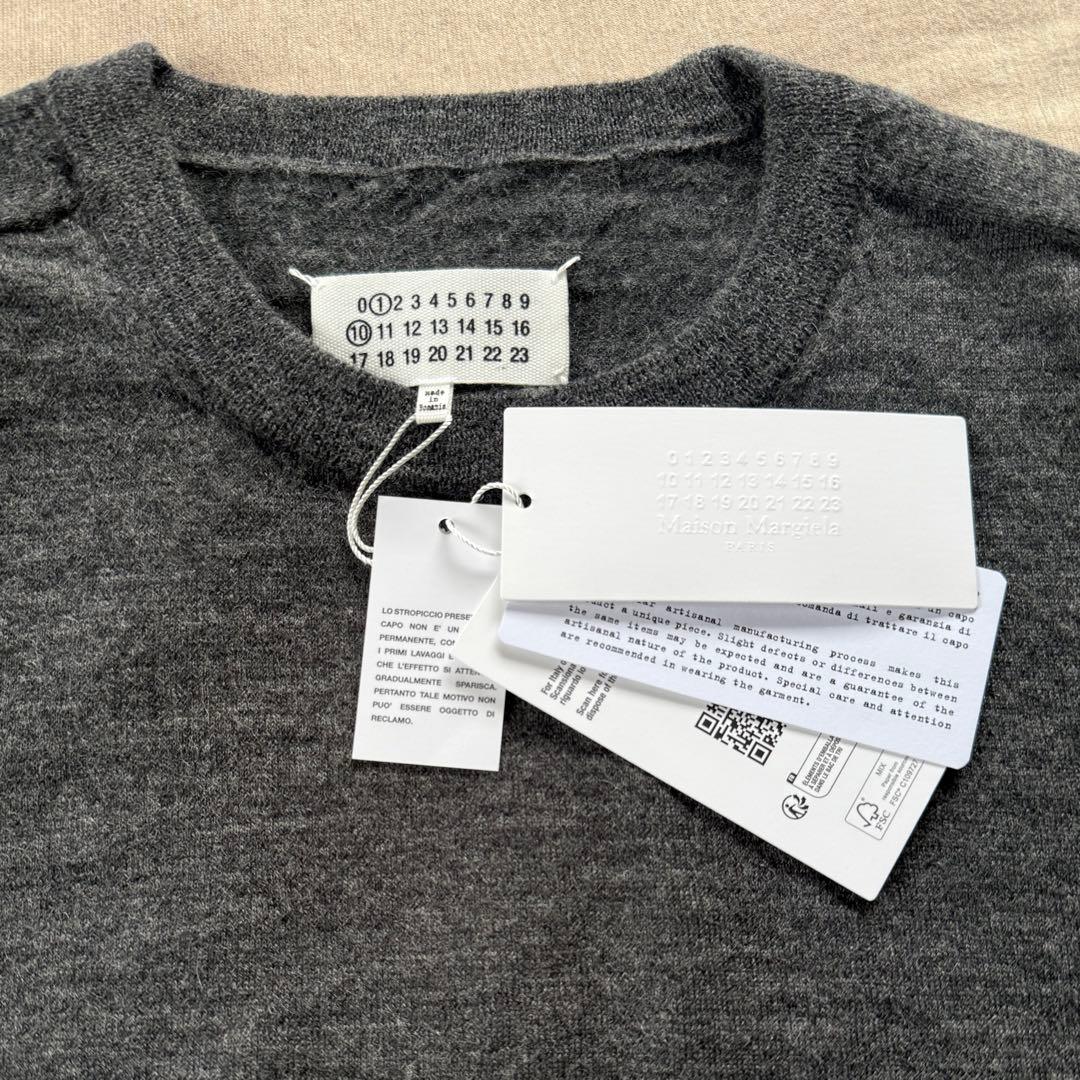 Maison Margiela elbow patch knit in grey and camel #QY01K5