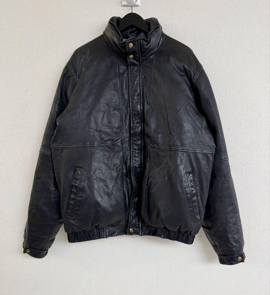 Special 80s Eddie Bauer Leather Down Jacket, Size L, Black #QY4IS8