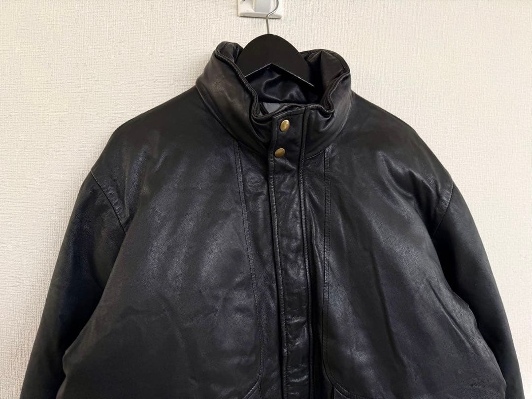 Special 80s Eddie Bauer Leather Down Jacket, Size L, Black #QY4IS8