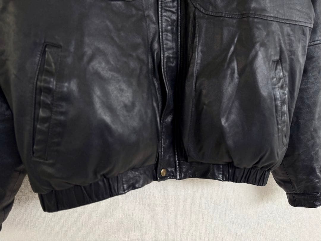 Special 80s Eddie Bauer Leather Down Jacket, Size L, Black #QY4IS8