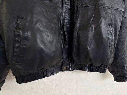 Special 80s Eddie Bauer Leather Down Jacket, Size L, Black #QY4IS8