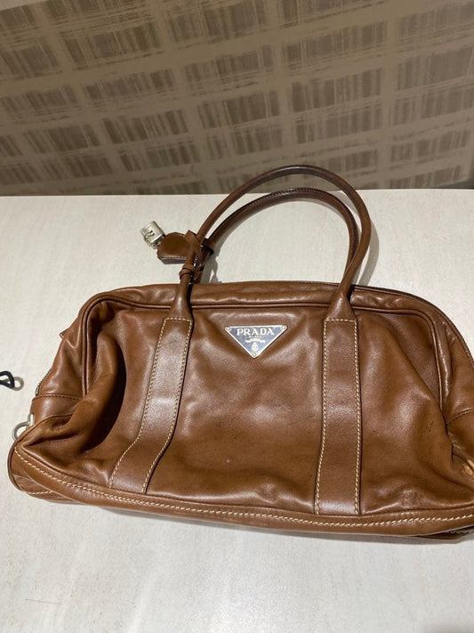 PRADA BR0964 Nappa Hydra Leather Handbag Brown Mint #QY8DOR