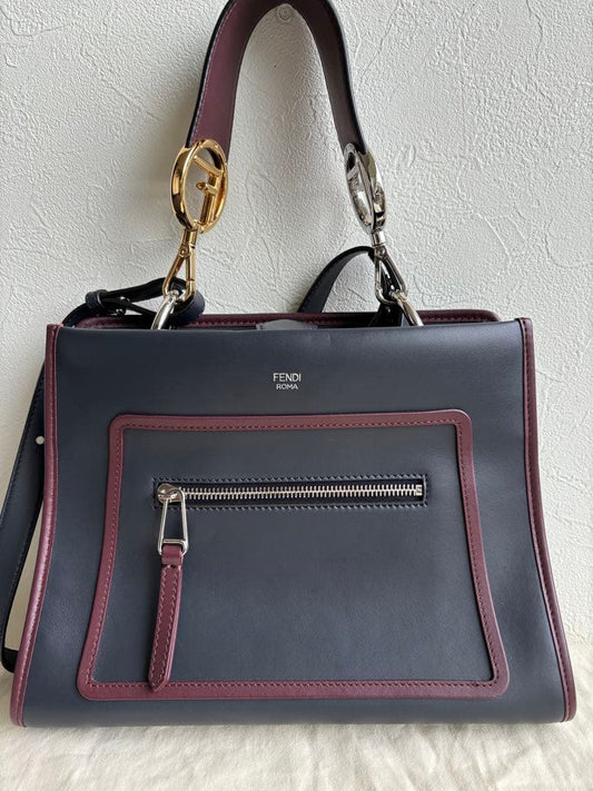 FENDI Runaway Small Leather Handbag 8BH344 B.NOTTE #QY392X