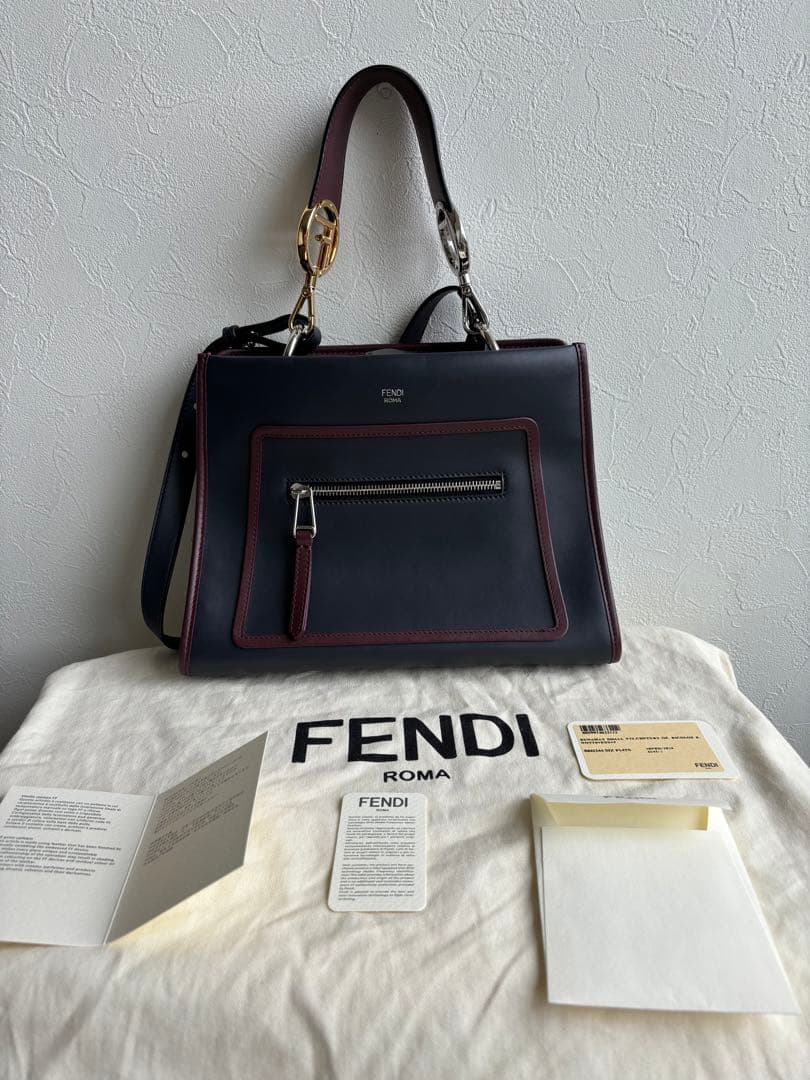 FENDI Runaway Small Leather Handbag 8BH344 B.NOTTE #QY392X