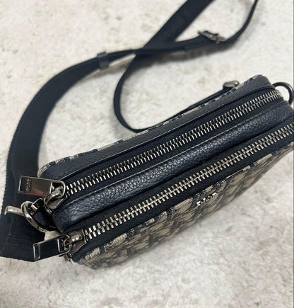 DIOR Oblique Jacquard Zip Pouch Black #QYJI9C