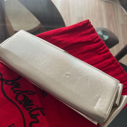Christian Louboutin Champagne Gold Satin Ribbon Clutch Evening Bag #QY9ND8