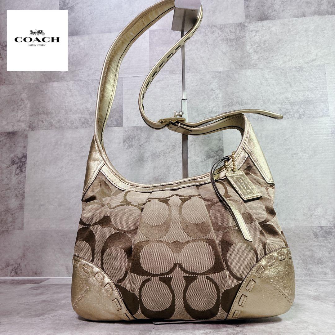 COACH SHOULDER BAG SIGNATURE GOLD #QY7QE4