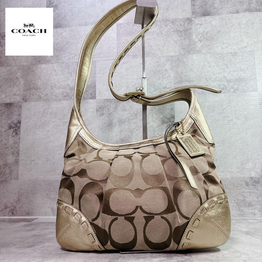 COACH SHOULDER BAG SIGNATURE GOLD #QY7QE4
