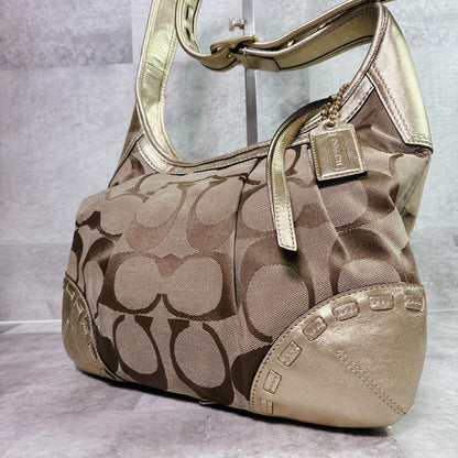 COACH SHOULDER BAG SIGNATURE GOLD #QY7QE4