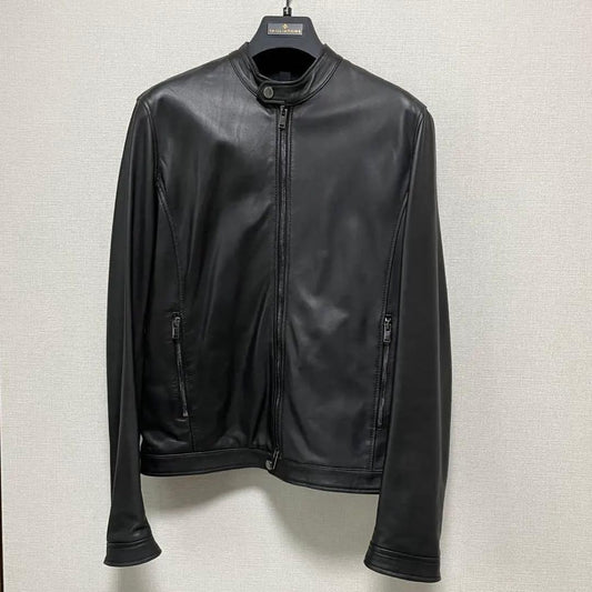 Tagliatore STANLEY Lambskin Single Rider Jacket, Size 44, Black #QYDBAP