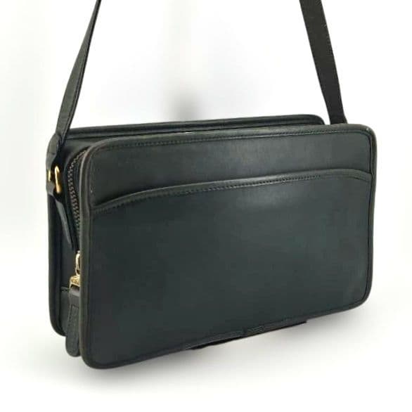Vintage Coach Green Leather Square Shoulder Bag #QYDY98