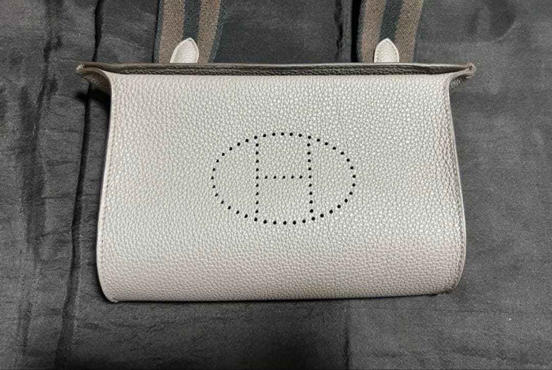 HERMES Videpoches body bag, black and white Togo #QYJPXX