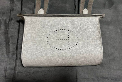 HERMES Videpoches body bag, black and white Togo #QYJPXX